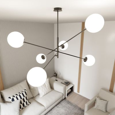 Emibig Lighting Taklampa LINEAR 6 SVART/OPAL