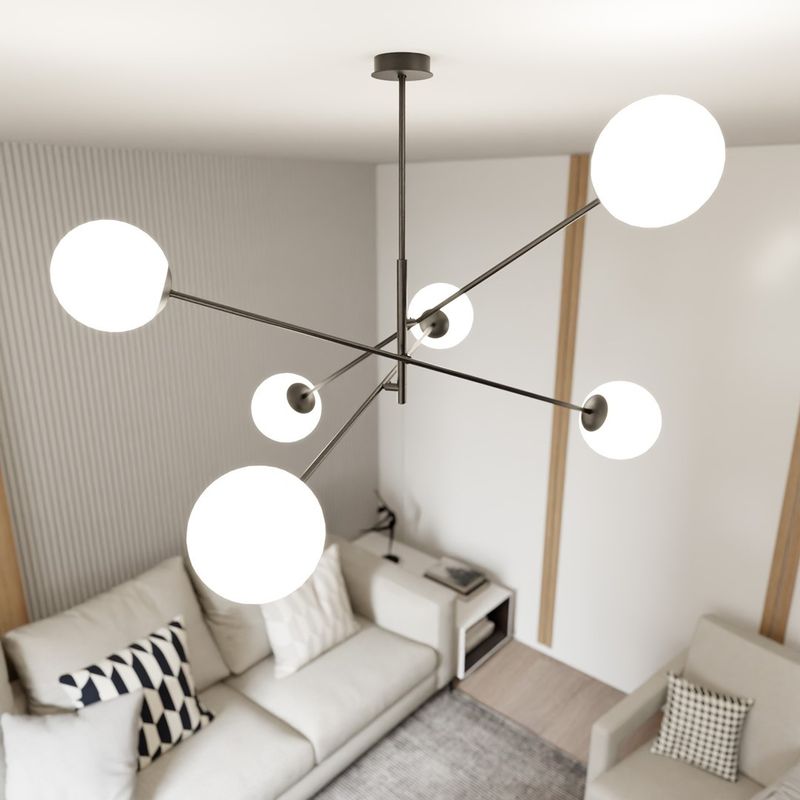 Emibig Lighting Taklampa LINEAR 6 SVART/OPAL
