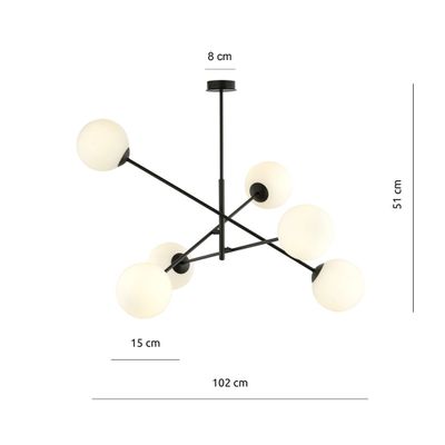 Emibig Lighting Taklampa LINEAR 6 SVART/OPAL