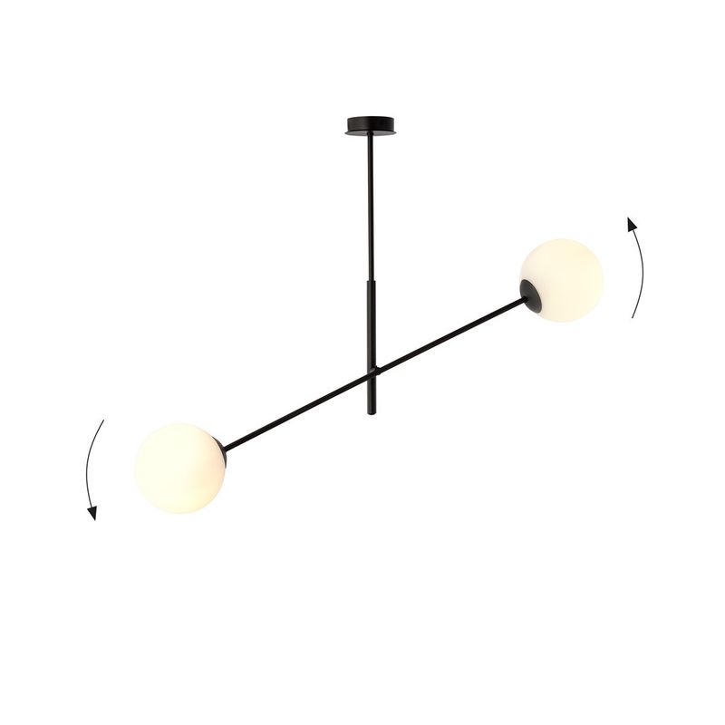Emibig Lighting Taklampa LINEAR 2 SVART/OPAL