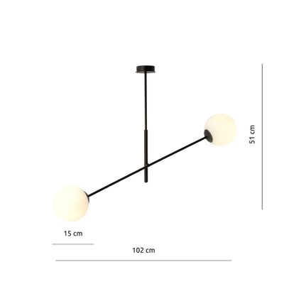 Emibig Lighting Taklampa LINEAR 2 SVART/OPAL