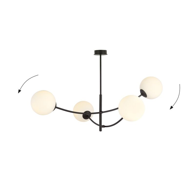 Emibig Lighting Taklampa HUNTER 4 SVART/OPAL