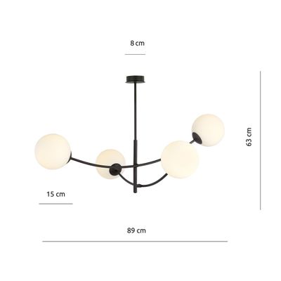 Emibig Lighting Taklampa HUNTER 4 SVART/OPAL