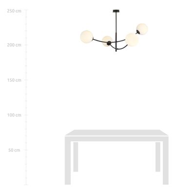 Emibig Lighting Taklampa HUNTER 4 SVART/OPAL