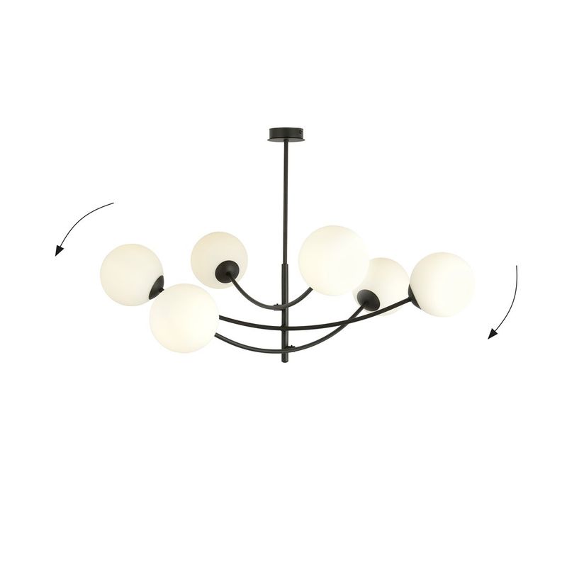 Emibig Lighting Taklampa HUNTER 6 SVART/OPAL
