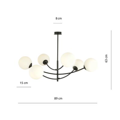 Emibig Lighting Taklampa HUNTER 6 SVART/OPAL