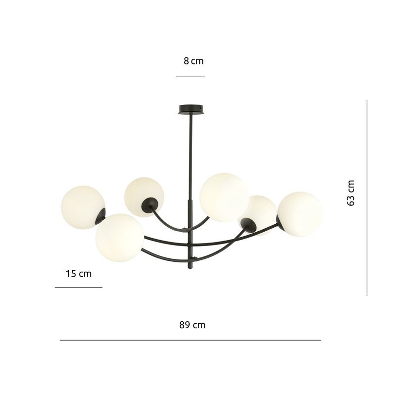 Emibig Lighting Taklampa HUNTER 6 SVART/OPAL