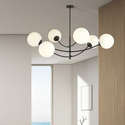 Emibig Lighting Taklampa HUNTER 6 SVART/OPAL