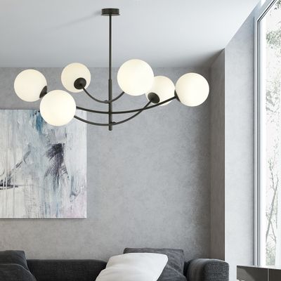 Emibig Lighting Taklampa HUNTER 6 SVART/OPAL
