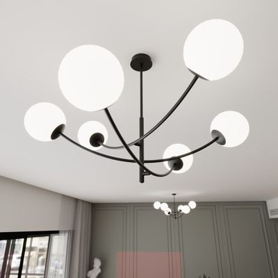 Emibig Lighting Taklampa HUNTER 6 SVART/OPAL
