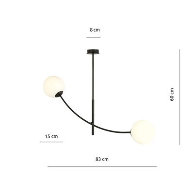 Emibig Lighting Taklampa HUNTER 2 SVART/OPAL