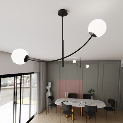 Emibig Lighting Taklampa HUNTER 2 SVART/OPAL
