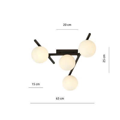 Emibig Lighting Taklampa SMART 4 SVART/OPAL