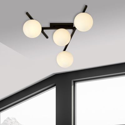 Emibig Lighting Taklampa SMART 4 SVART/OPAL