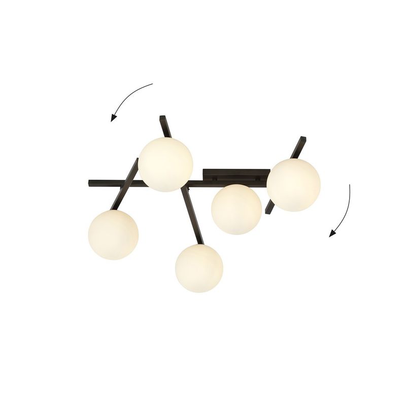 Emibig Lighting Taklampa SMART 5 SVART/OPAL
