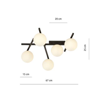 Emibig Lighting Taklampa SMART 5 SVART/OPAL
