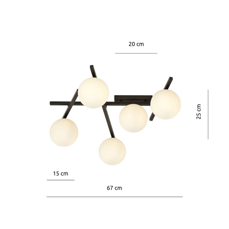 Emibig Lighting Taklampa SMART 5 SVART/OPAL