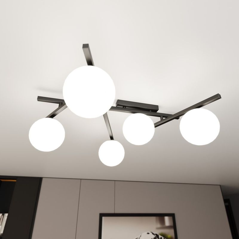 Emibig Lighting Taklampa SMART 5 SVART/OPAL