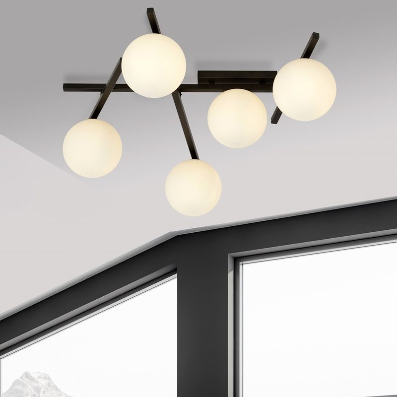 Emibig Lighting Taklampa SMART 5 SVART/OPAL