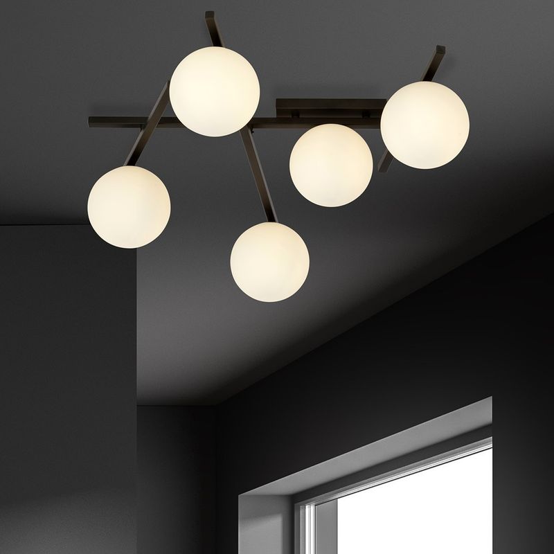 Emibig Lighting Taklampa SMART 5 SVART/OPAL