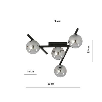 Emibig Lighting Taklampa SMART 4 SVART/GRAFIT