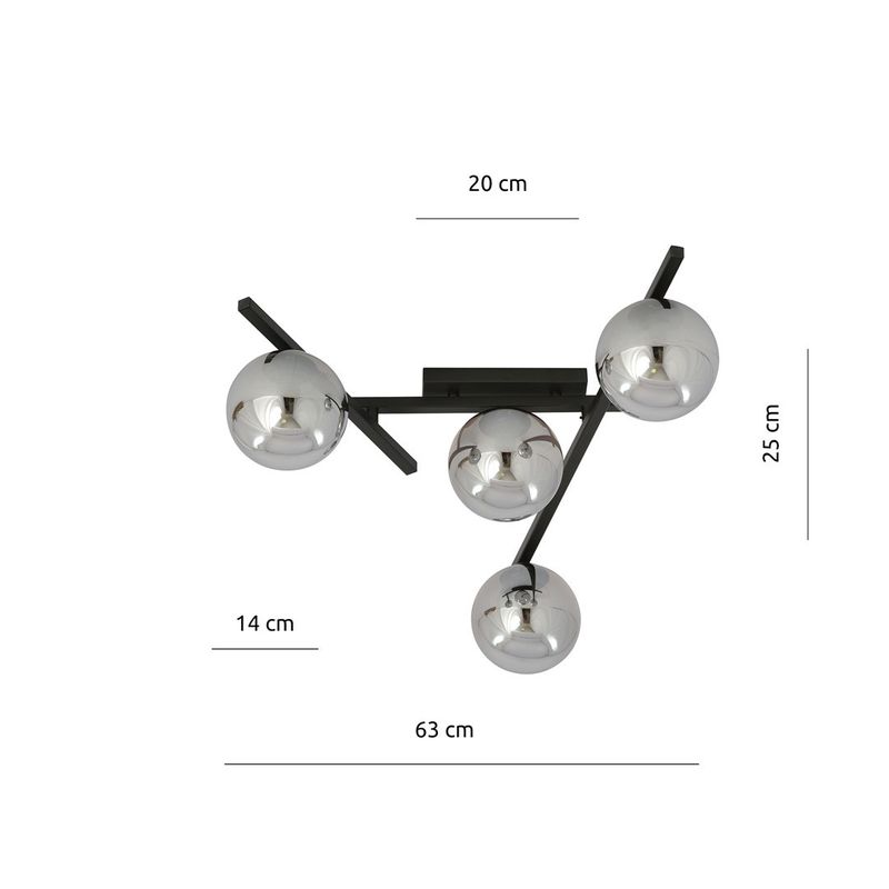 Emibig Lighting Taklampa SMART 4 SVART/GRAFIT