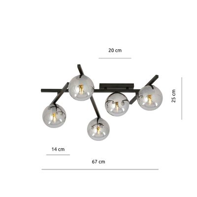 Emibig Lighting Taklampa SMART 5 SVART/GRAFIT