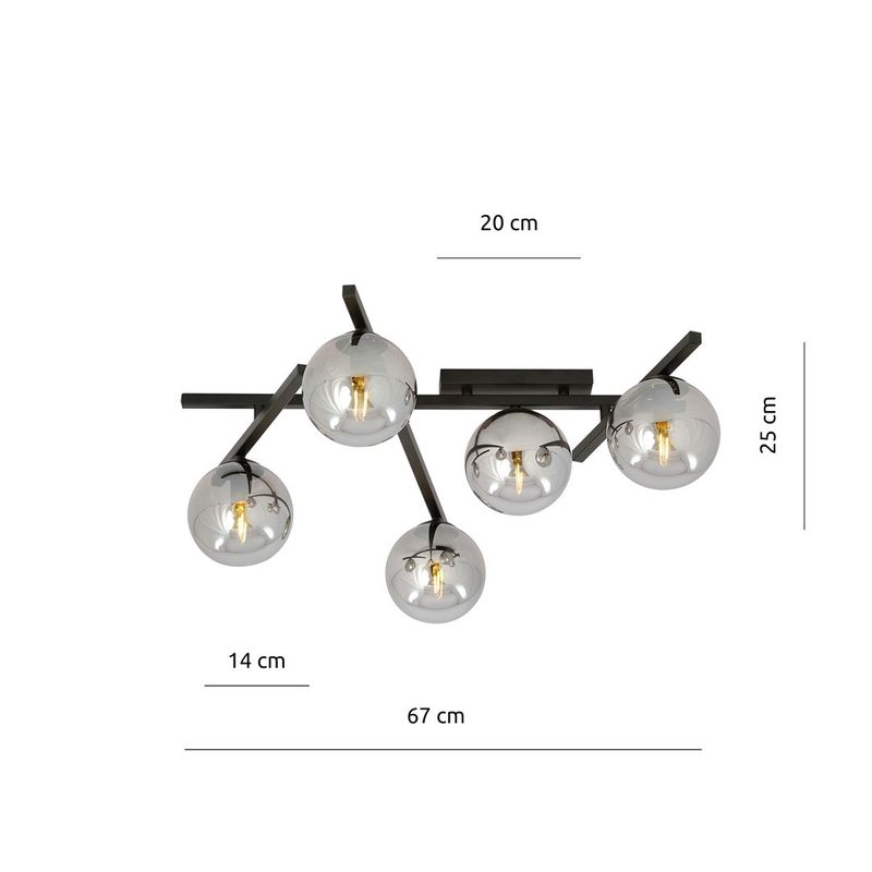 Emibig Lighting Taklampa SMART 5 SVART/GRAFIT