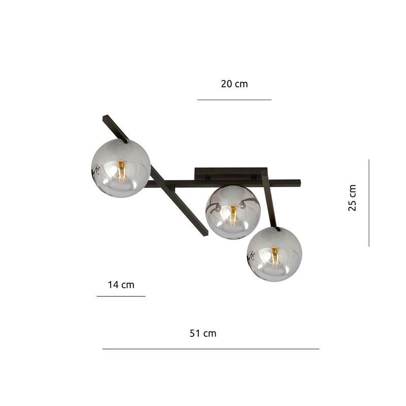 Emibig Lighting Taklampa SMART 3 SVART/GRAFIT