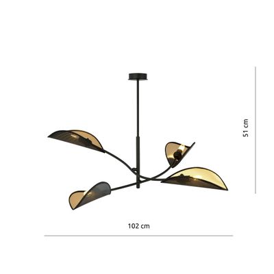 Emibig Lighting Taklampa LOTUS 4 SVART/GULD
