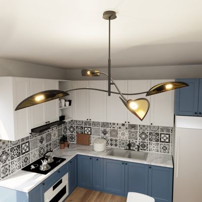 Emibig Lighting Taklampa LOTUS 4 SVART/GULD