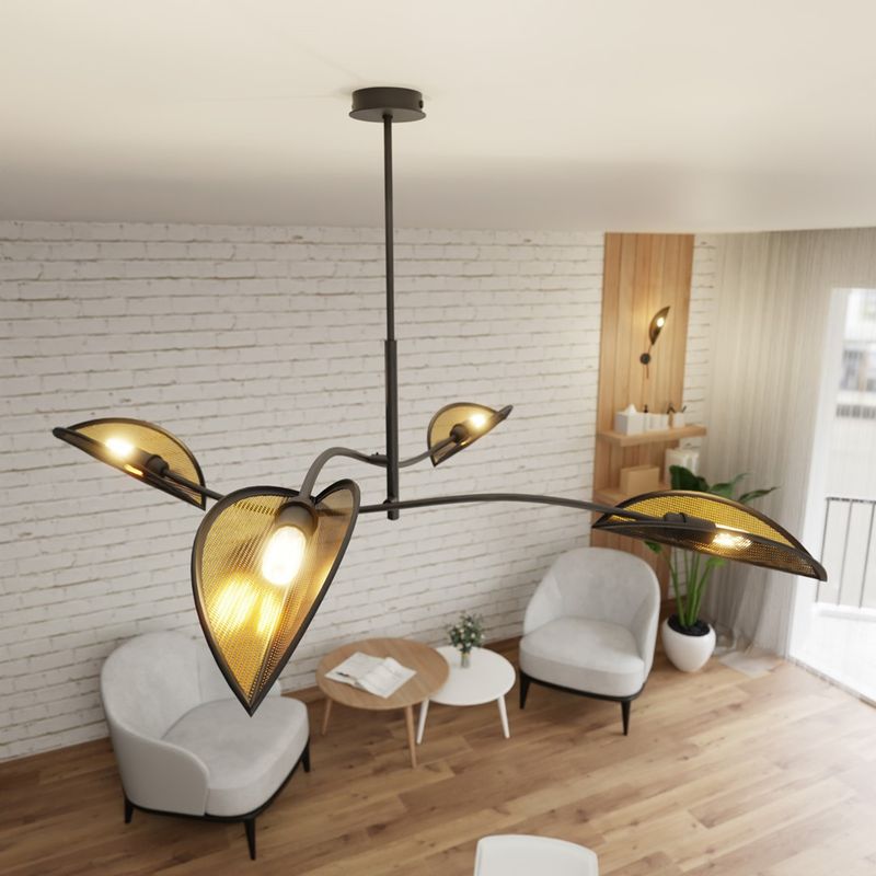 Emibig Lighting Taklampa LOTUS 4 SVART/GULD