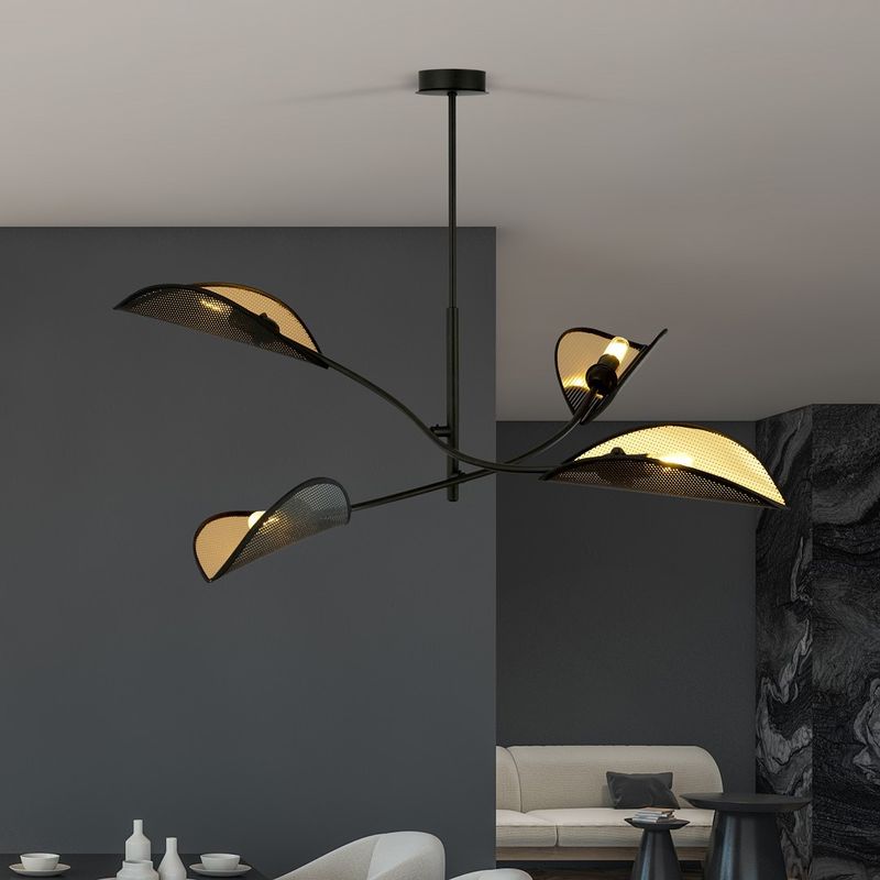 Emibig Lighting Taklampa LOTUS 4 SVART/GULD