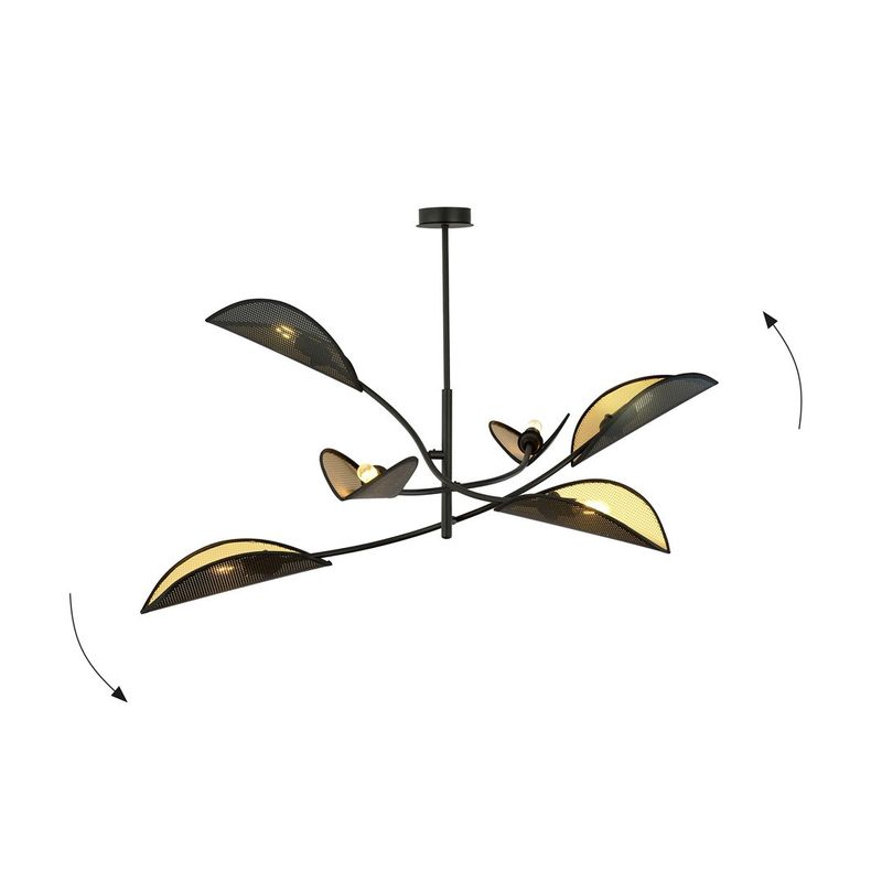 Emibig Lighting Taklampa LOTUS 6 SVART/GULD