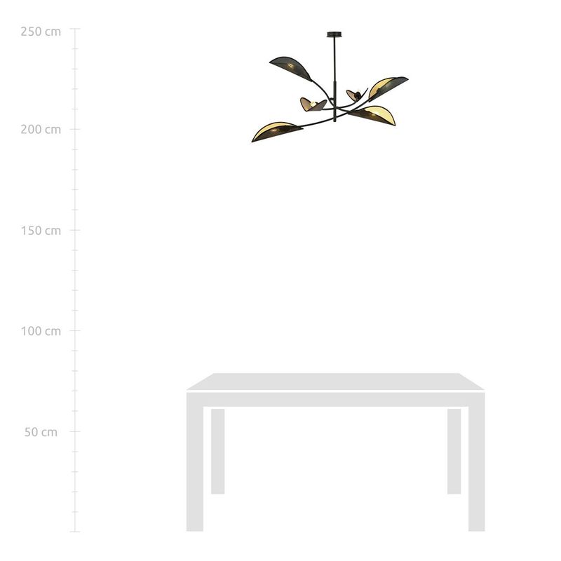 Emibig Lighting Taklampa LOTUS 6 SVART/GULD