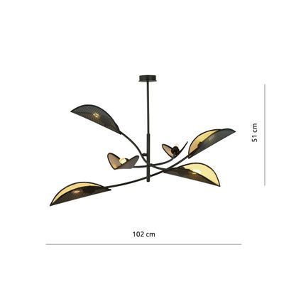 Emibig Lighting Taklampa LOTUS 6 SVART/GULD