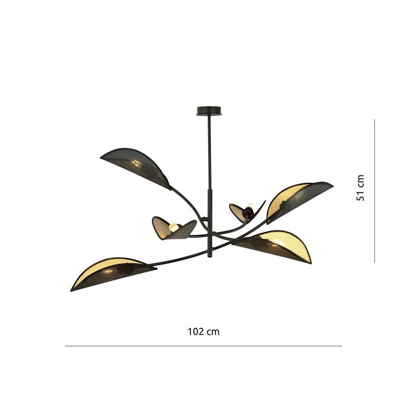 Emibig Lighting Taklampa LOTUS 6 SVART/GULD
