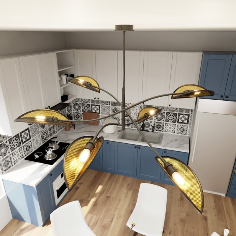Emibig Lighting Taklampa LOTUS 6 SVART/GULD
