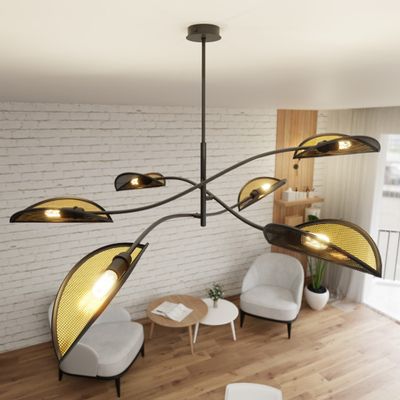 Emibig Lighting Taklampa LOTUS 6 SVART/GULD