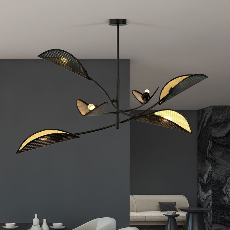 Emibig Lighting Taklampa LOTUS 6 SVART/GULD