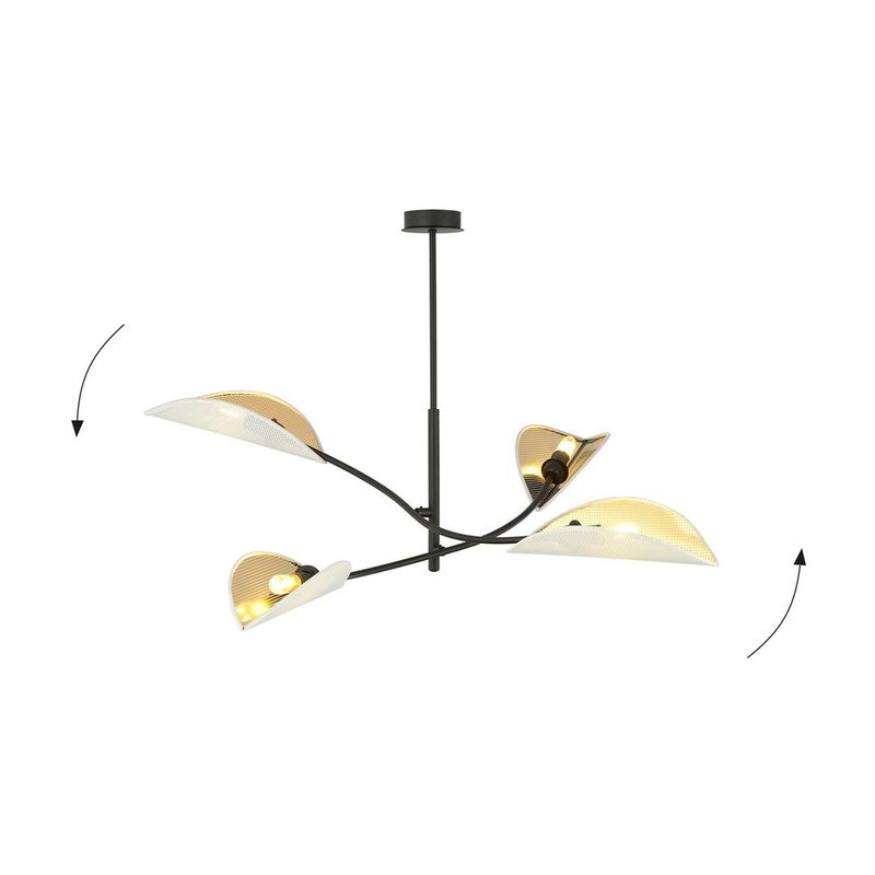 Emibig Lighting Taklampa LOTUS 4 VIT/GULD