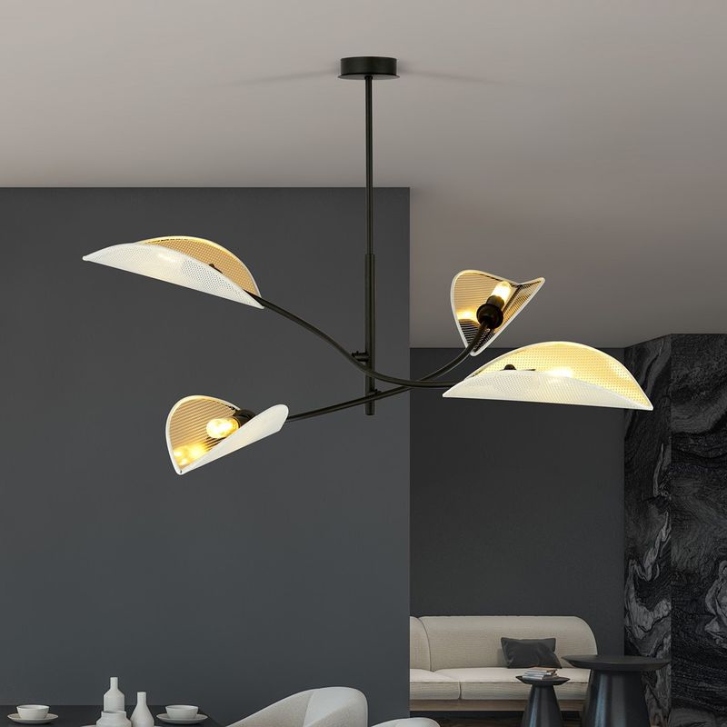 Emibig Lighting Taklampa LOTUS 4 VIT/GULD