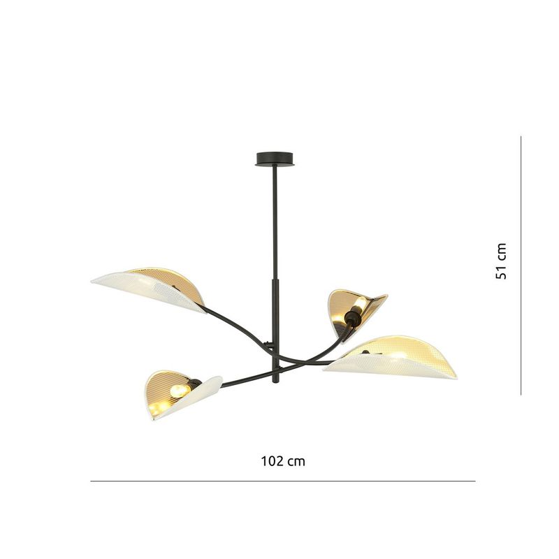 Emibig Lighting Taklampa LOTUS 4 VIT/GULD