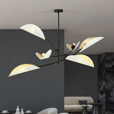 Emibig Lighting Taklampa LOTUS 6 VIT/GULD