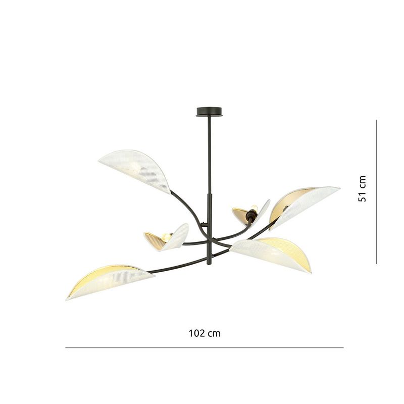 Emibig Lighting Taklampa LOTUS 6 VIT/GULD
