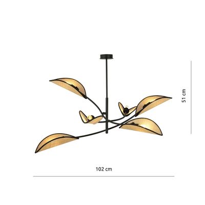 Emibig Lighting Taklampa LOTUS 6 SVART/ROTTING