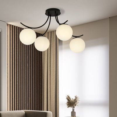 Emibig Lighting Taklampa BOSTON 4 SVART/OPAL