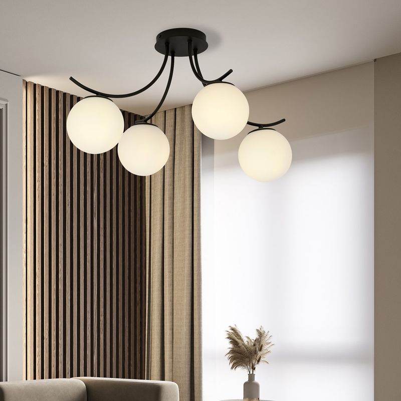 Emibig Lighting Taklampa BOSTON 4 SVART/OPAL