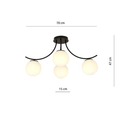 Emibig Lighting Taklampa BOSTON 4 SVART/OPAL