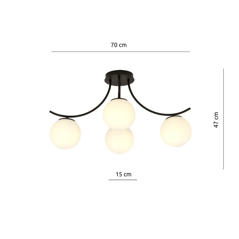 Emibig Lighting Taklampa BOSTON 4 SVART/OPAL